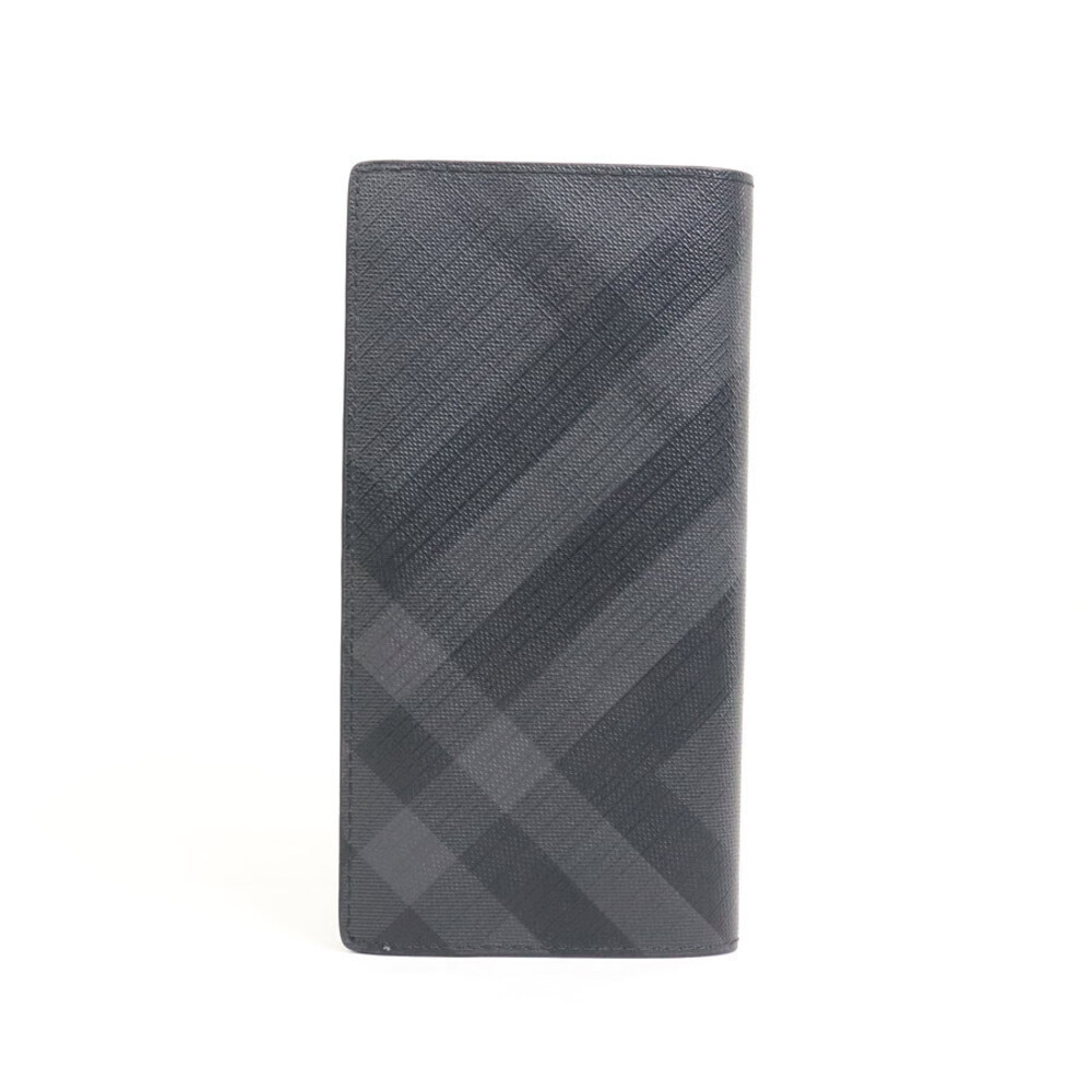 Burberry Long Wallet Black Canvas fold Bi Black
